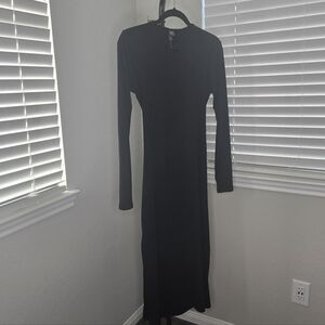 Wild Fable Black Backless Long Sleeve Dress
